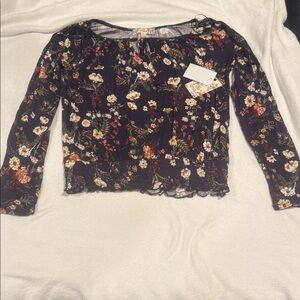 Pink Republic Black Floral Long Sleeve Blouse